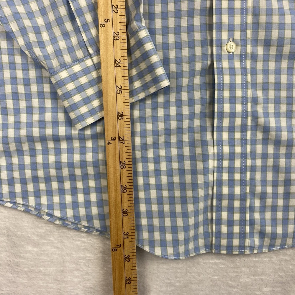 Brooks Brothers Dress Shirt Men's 16-33 Blue/White/Green Check Classic No Iron - Picture 7 of 10
